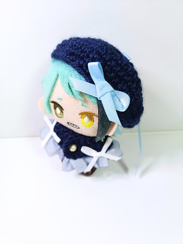 10cmぬい服 シフォンプリーツケープ&ベレーセット-navy-