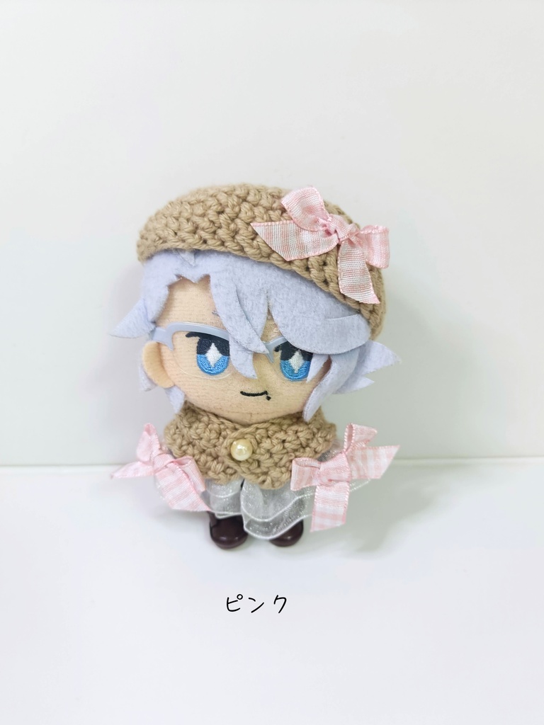 10cmぬい服 ギンガムリボンケープ&ベレーセット