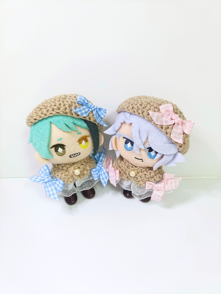 10cmぬい服 ギンガムリボンケープ&ベレーセット