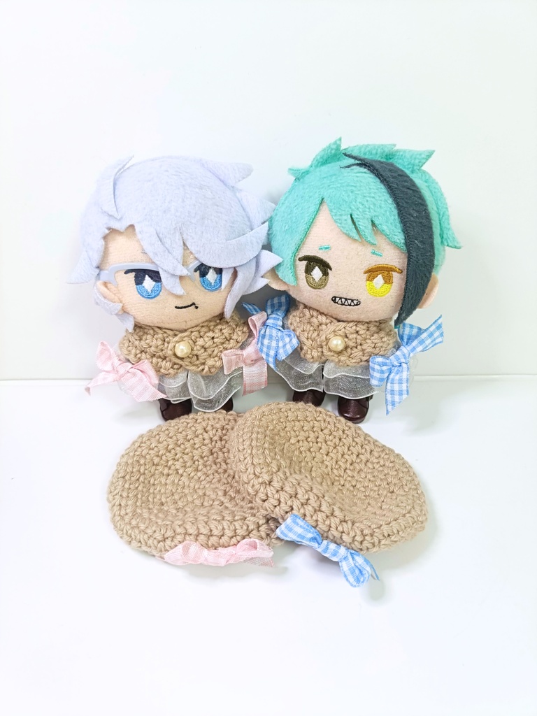 10cmぬい服 ギンガムリボンケープ&ベレーセット