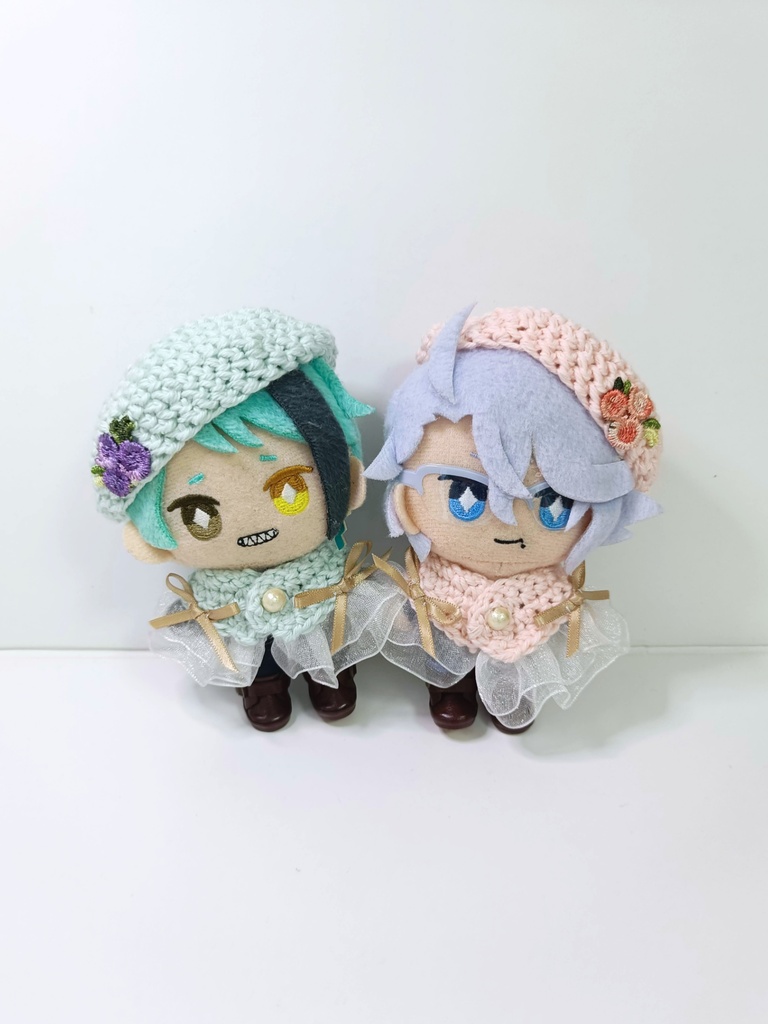 10cmぬい服 パステルフラワーケープ&ベレーセット