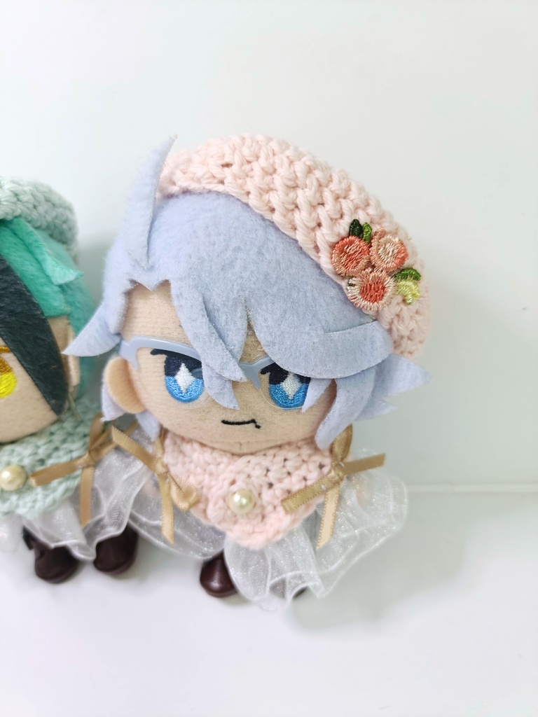 10cmぬい服 パステルフラワーケープ&ベレーセット