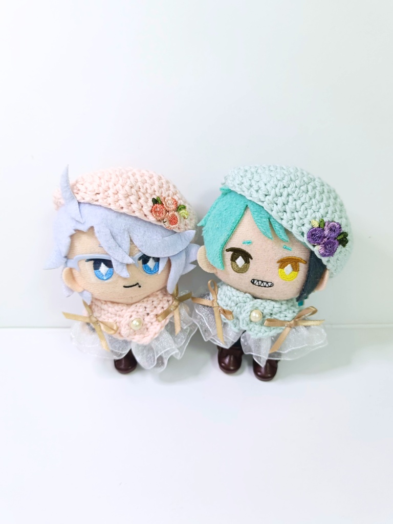 10cmぬい服 パステルフラワーケープ&ベレーセット