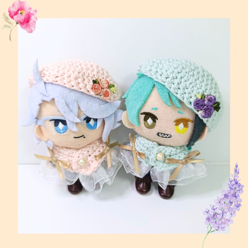 10cmぬい服 パステルフラワーケープ＆ベレーセット