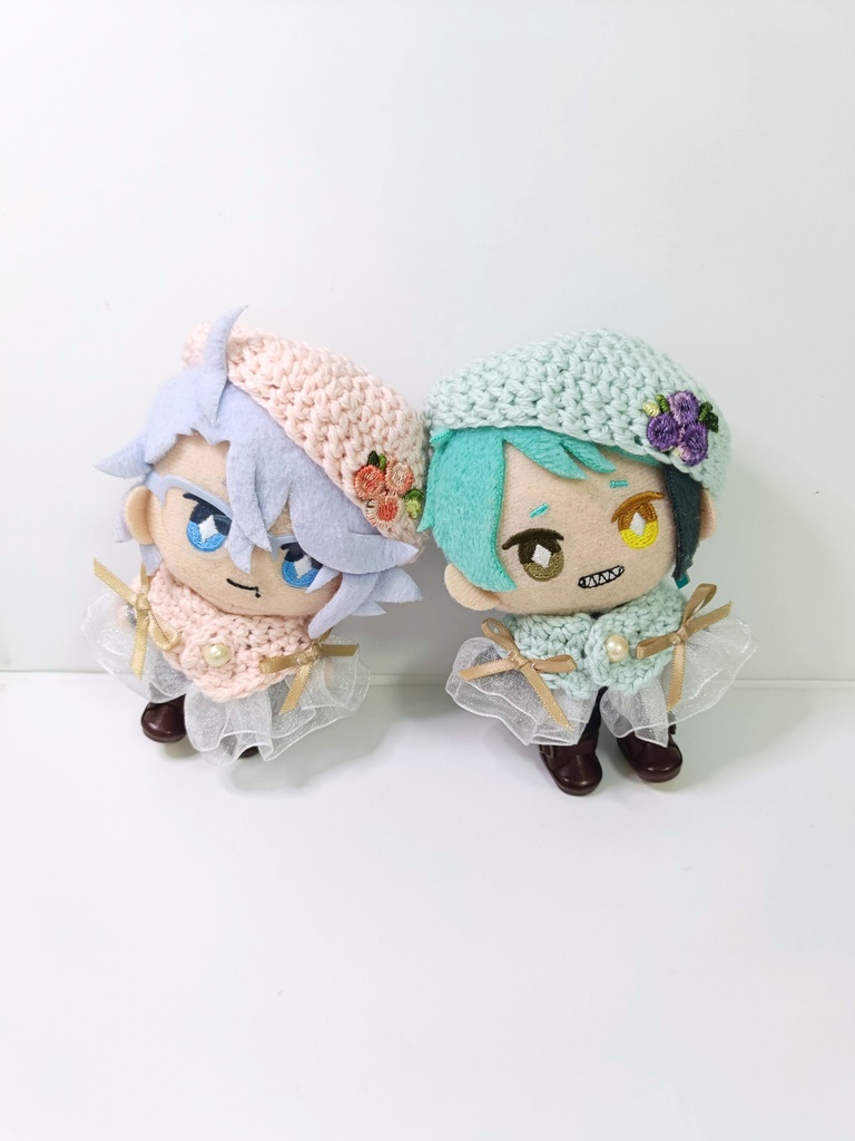 10cmぬい服 パステルフラワーケープ&ベレーセット
