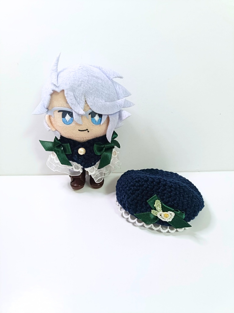 10cmぬい服 ホワイトレースケープ&ベレーセット