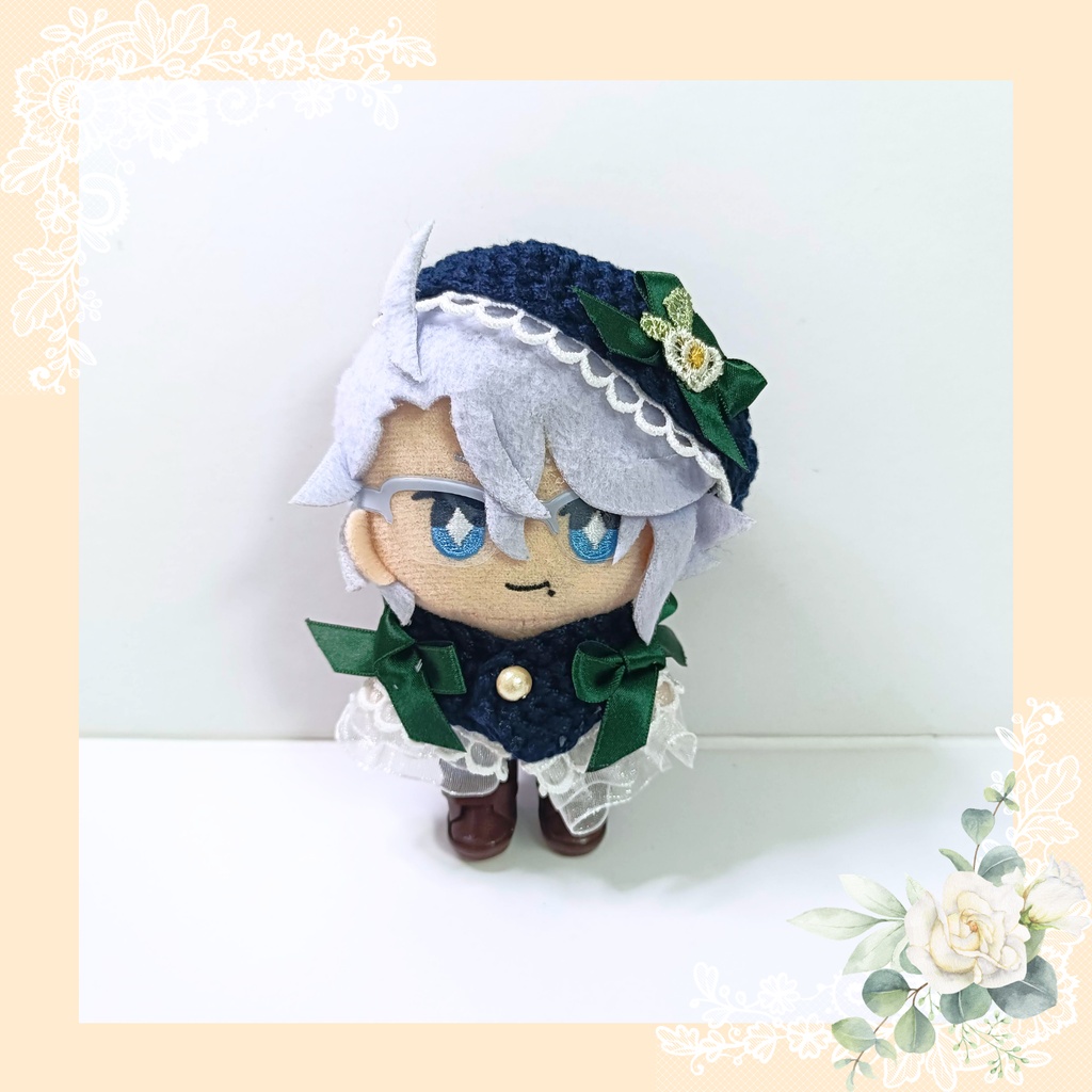 10cmぬい服 ホワイトレースケープ＆ベレーセット
