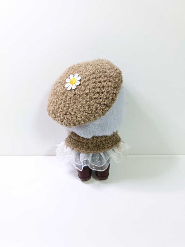 10cmぬい服 ナチュラルフラワーケープ&ベレーセット