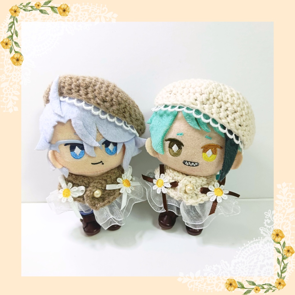 10cmぬい服 ナチュラルフラワーケープ＆ベレーセット