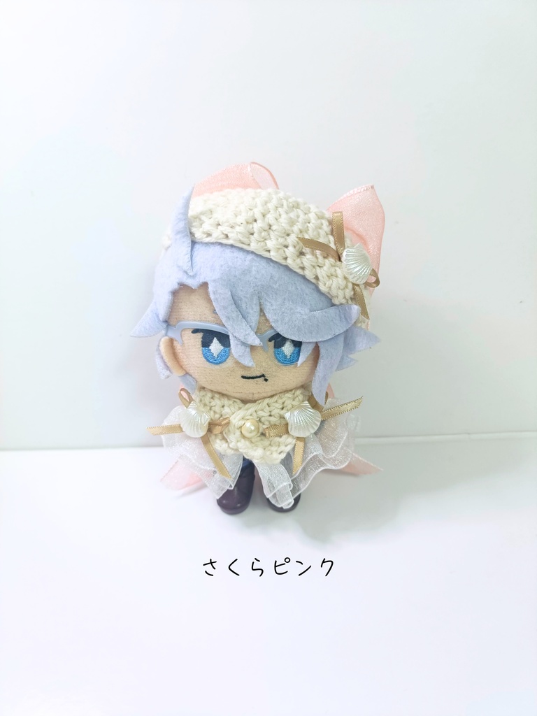 10cmぬい服 猫耳風オーガンジーマリンケープ&ベレー