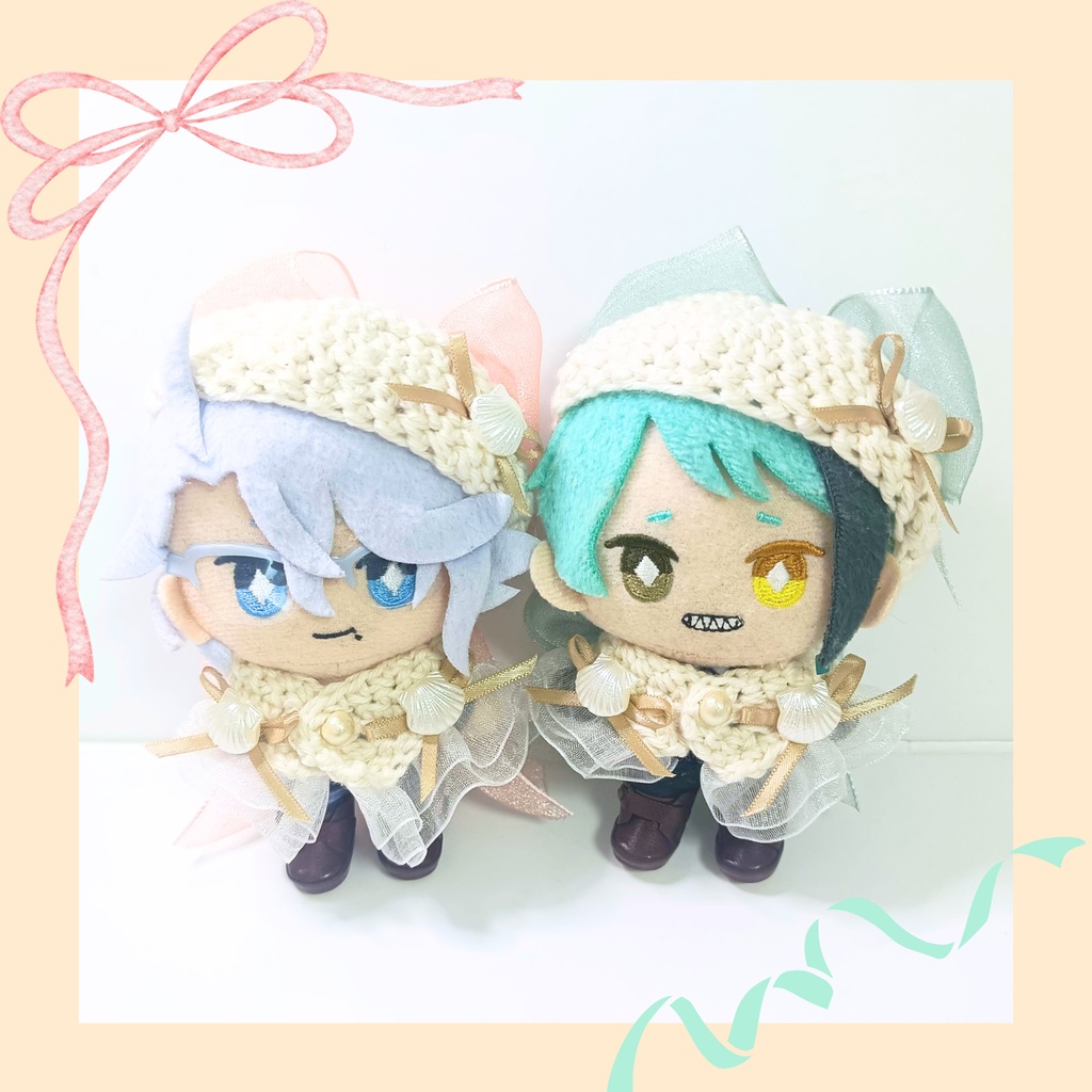 10cmぬい服 猫耳風オーガンジーマリンケープ&ベレー