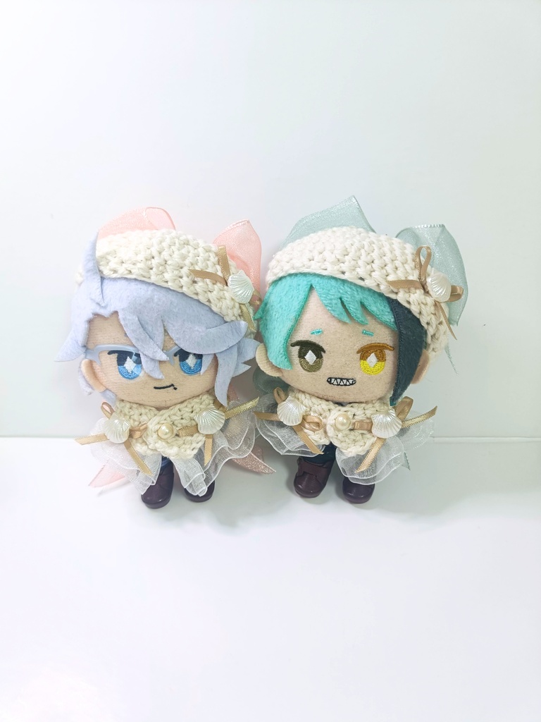 10cmぬい服 猫耳風オーガンジーマリンケープ&ベレー