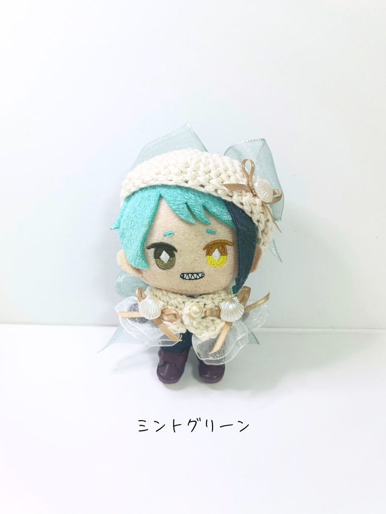 10cmぬい服 猫耳風オーガンジーマリンケープ&ベレー