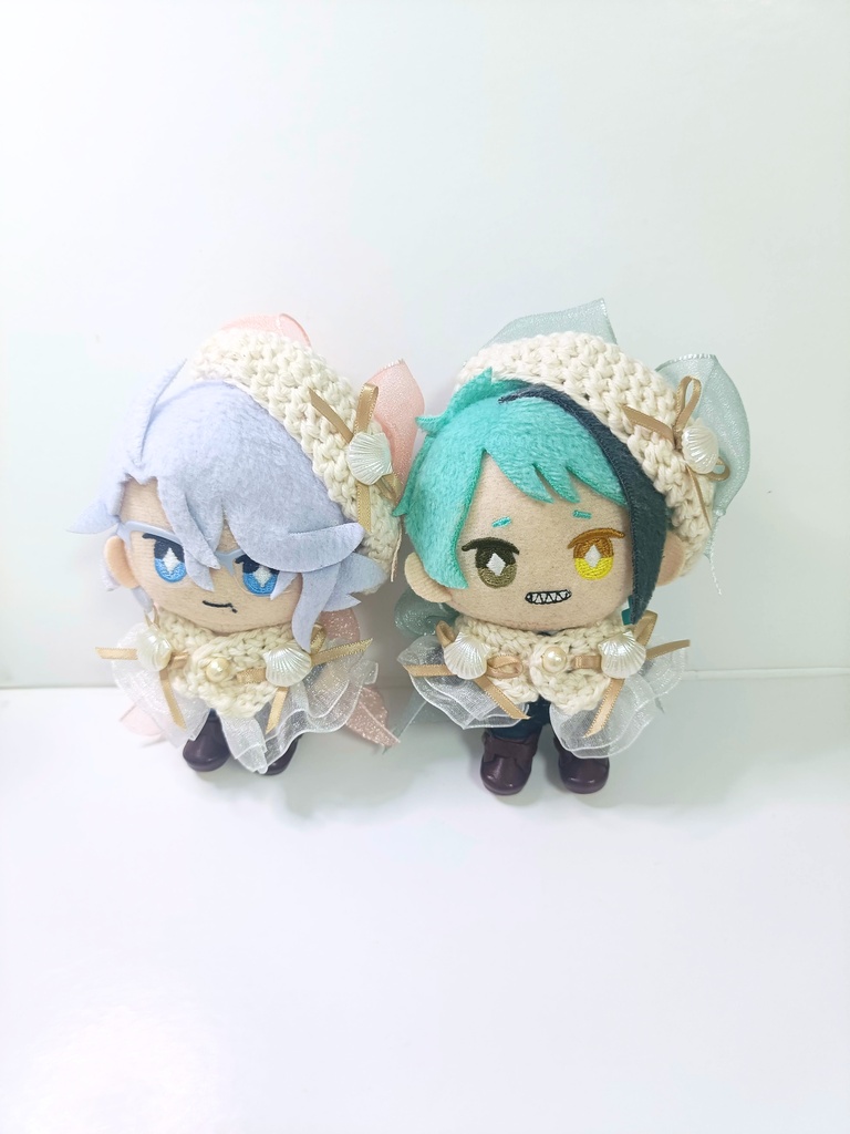 10cmぬい服 猫耳風オーガンジーマリンケープ&ベレー