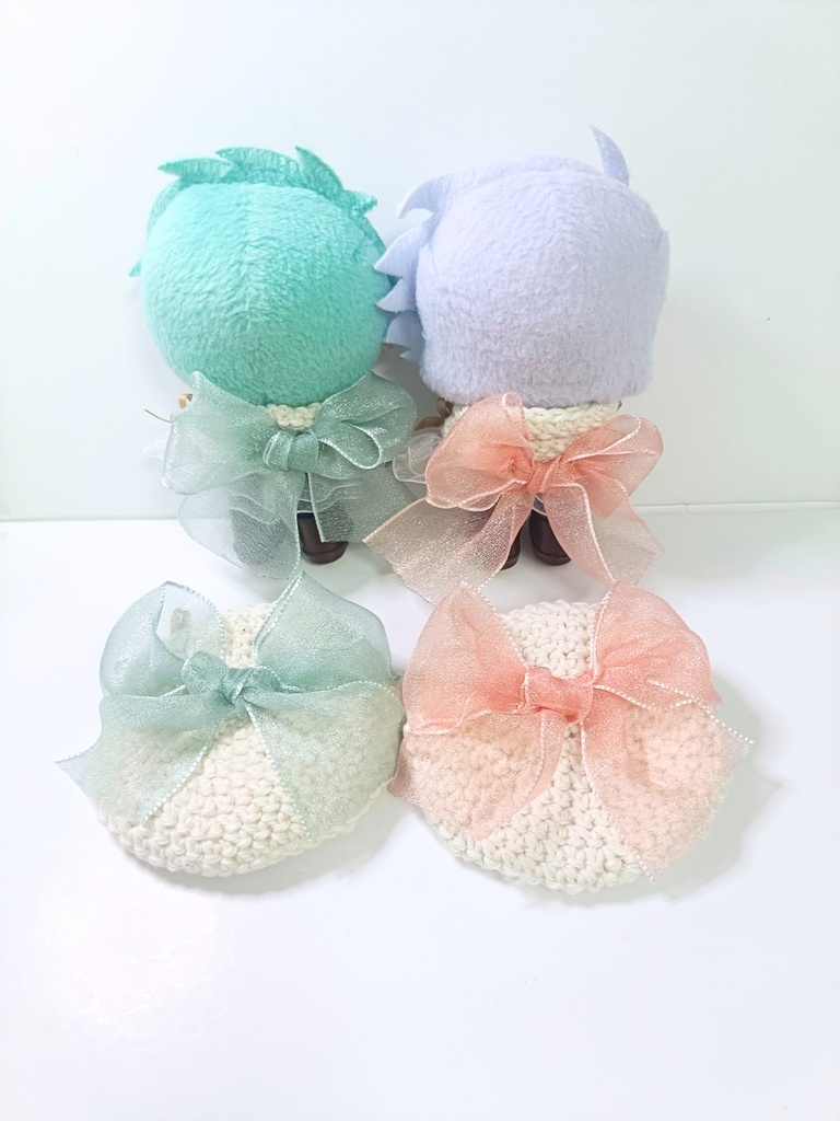 10cmぬい服 猫耳風オーガンジーマリンケープ&ベレー
