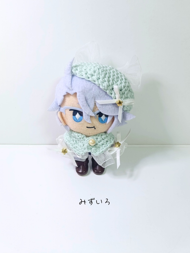 10cmぬい服 猫耳風オーガンジースターケープ&ベレー