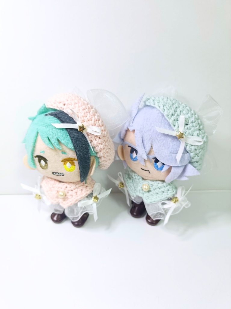 10cmぬい服 猫耳風オーガンジースターケープ&ベレー