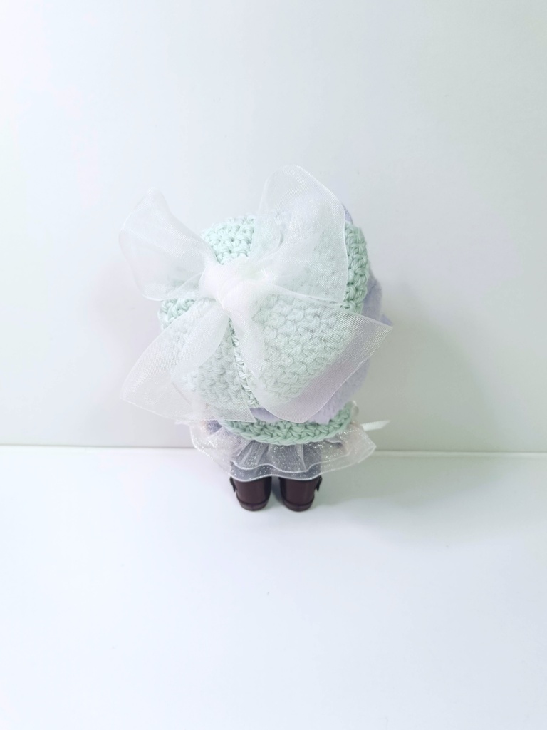 10cmぬい服 猫耳風オーガンジースターケープ&ベレー
