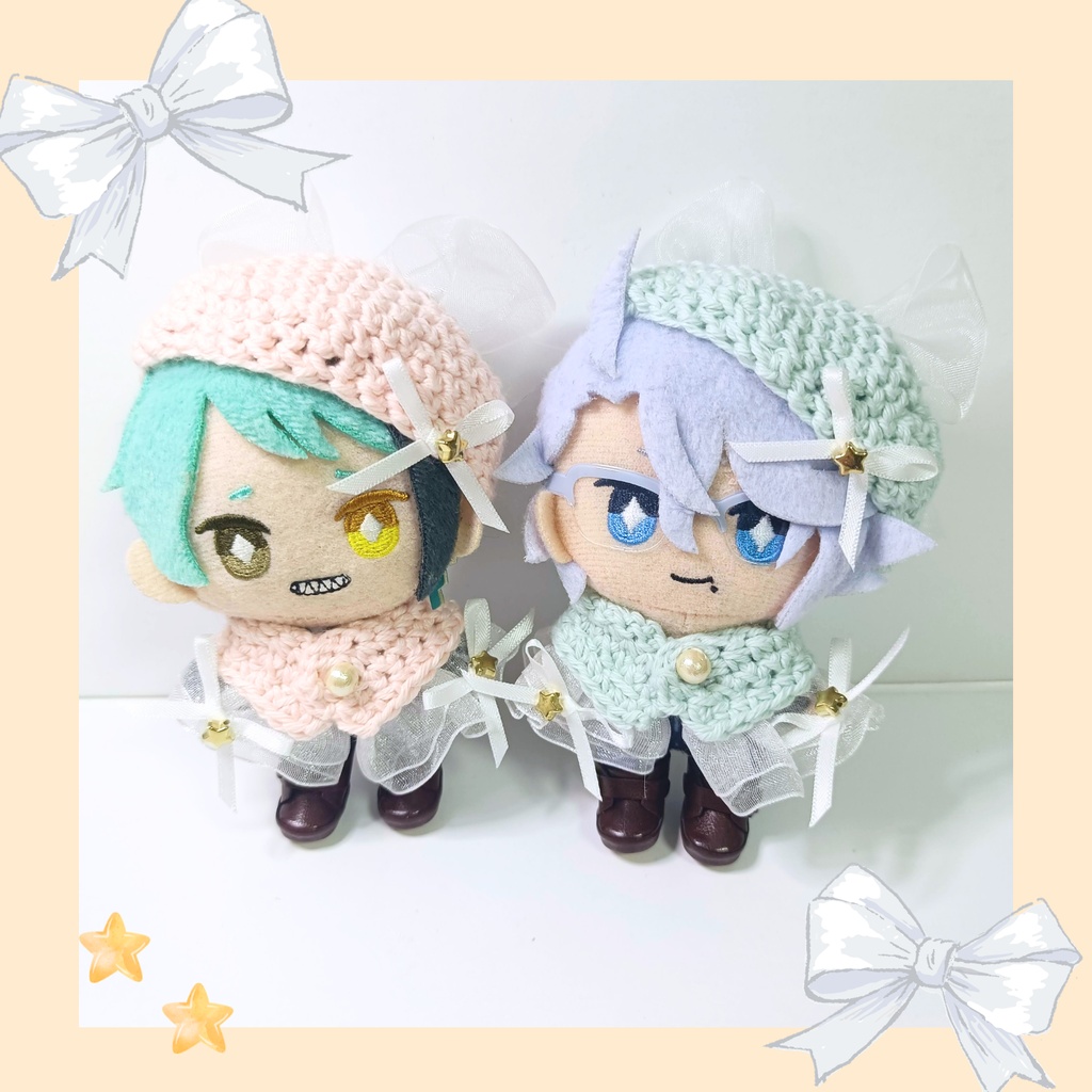 10cmぬい服 猫耳風オーガンジースターケープ＆ベレー