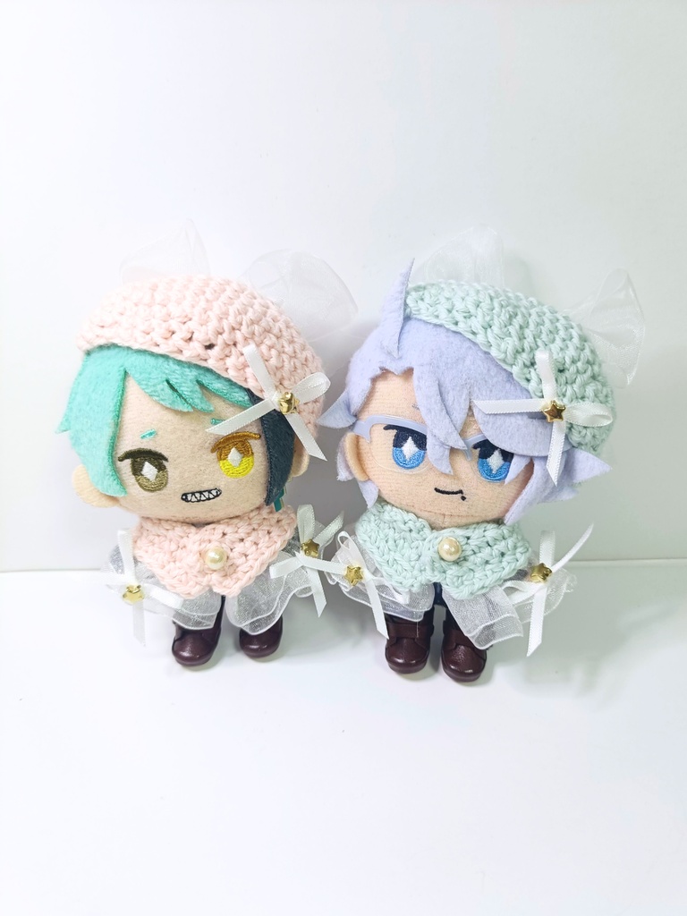 10cmぬい服 猫耳風オーガンジースターケープ&ベレー