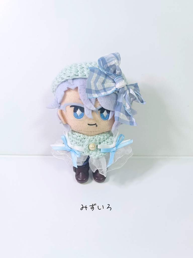 10cmぬい服 フリルリボンケープ&ベレー