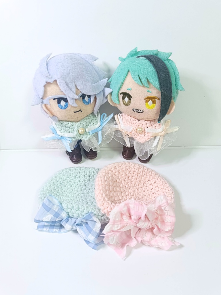 10cmぬい服 フリルリボンケープ&ベレー