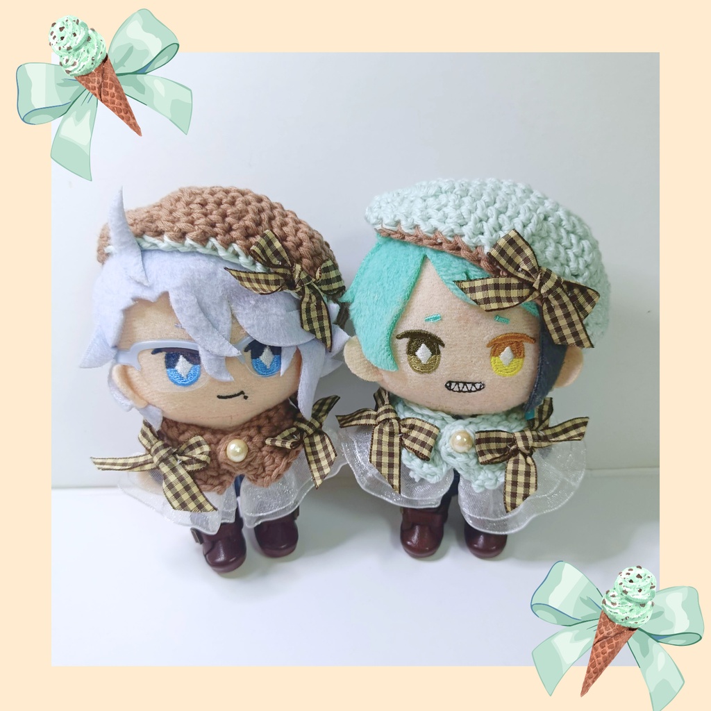 10cmぬい服 チョコミント！ケープ＆ベレー