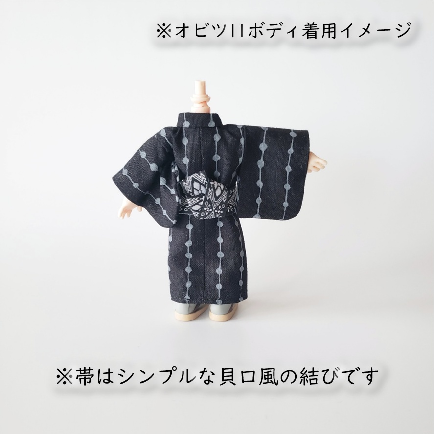 オビツ11・YmY・高身長ねんど-る着用可💗変わり縞と伝統文様が可愛い💕涼風浴衣👘