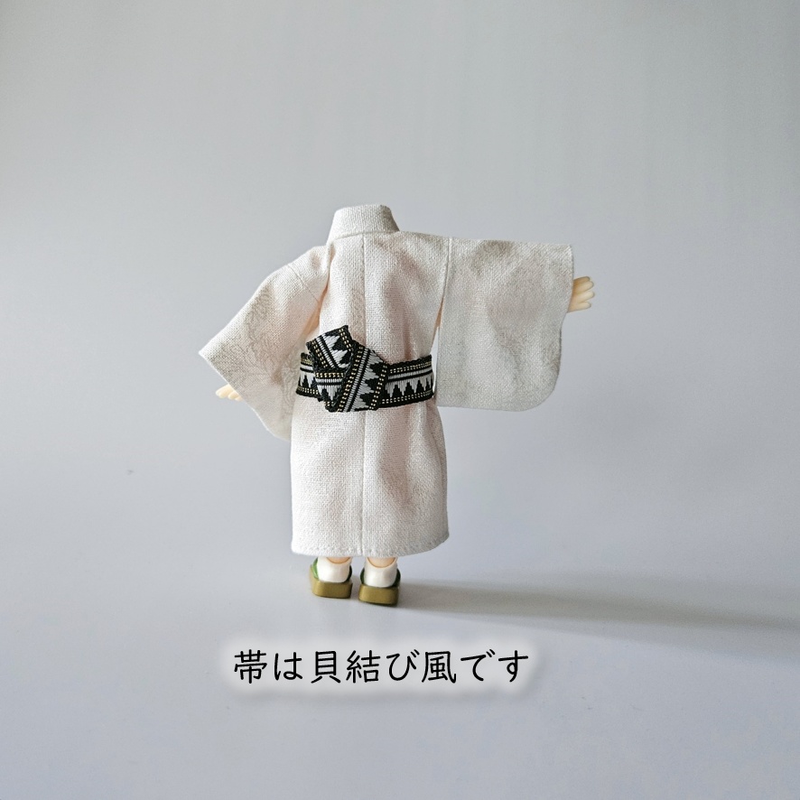 ねんどーる着用可👘パールの白い浴衣シリーズ💕第一弾『麻の葉パール/南蛮唐草パール』