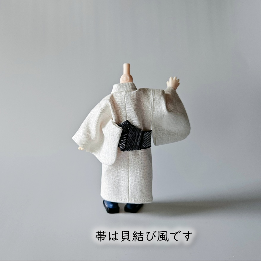 ねんどーる着用可👘パールの白い浴衣シリーズ💕第一弾『麻の葉パール/南蛮唐草パール』