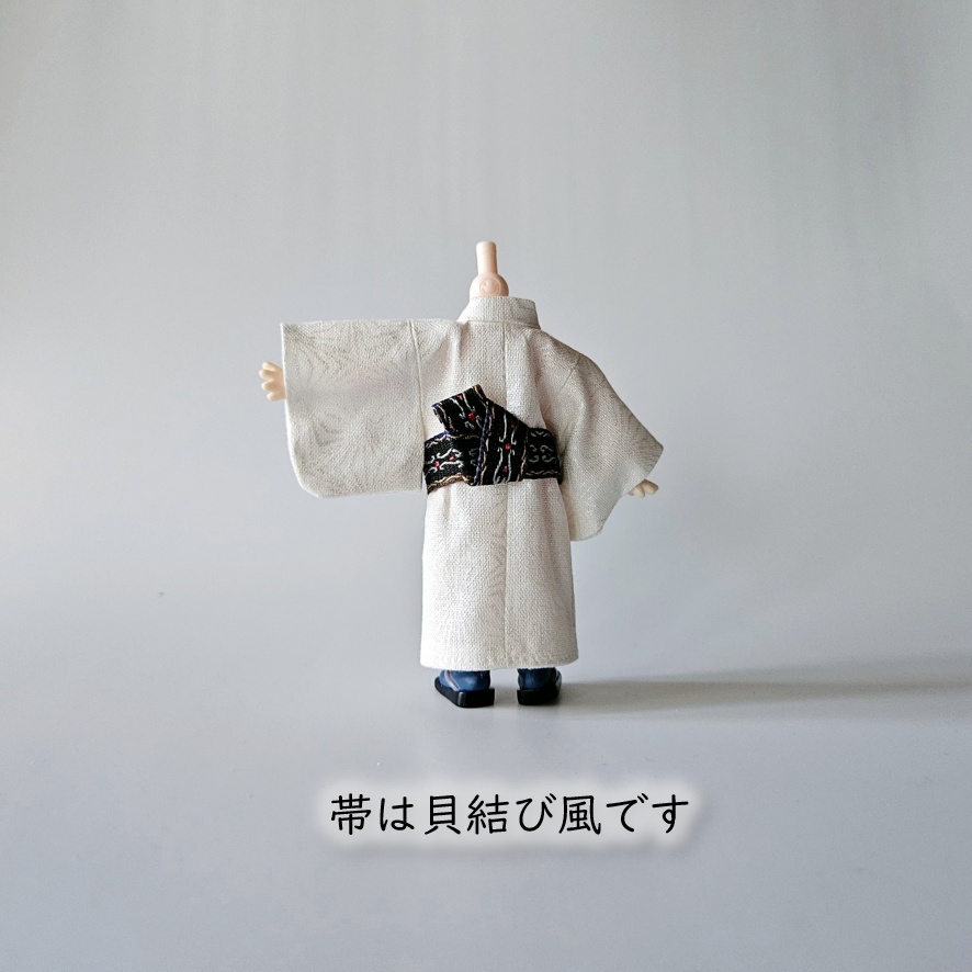 ねんどーる着用可👘パールの白い浴衣シリーズ💕第一弾『麻の葉パール/南蛮唐草パール』