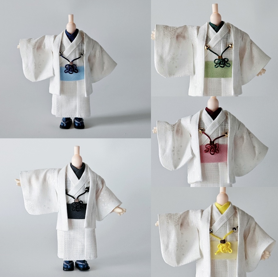 ねんどーる等、着用可👘白い羽織シリーズ🌼第三弾 『白菊』の白い羽織と着流し