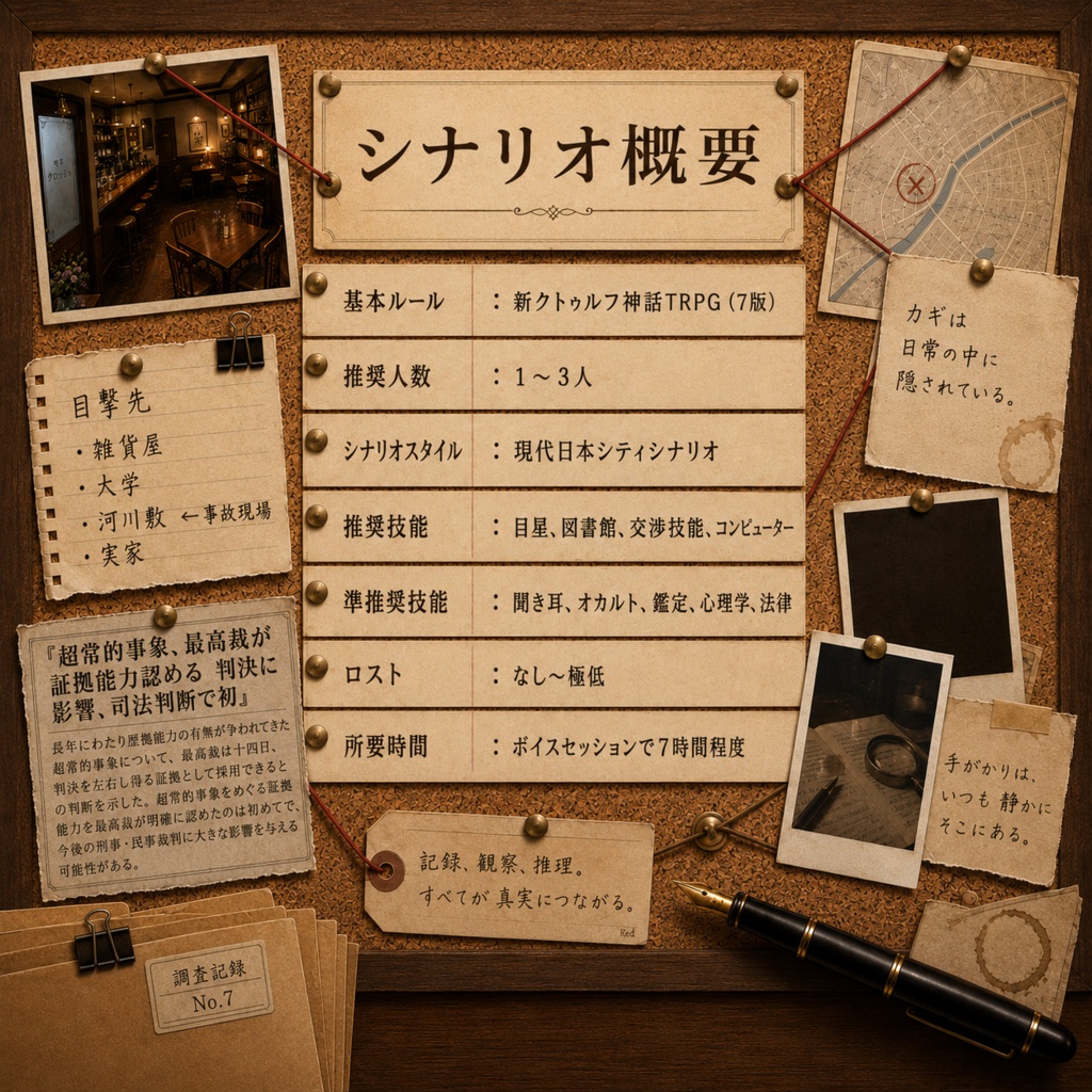 【CoCシナリオ】探偵席は喫茶店の片隅に