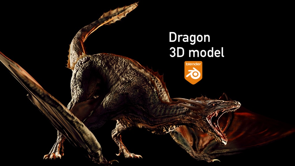 ドラゴン３Dデータblender形式　Dragon