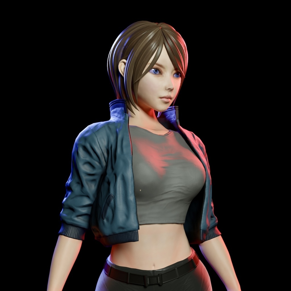 オリジナル3Dモデル cyber punk style female character