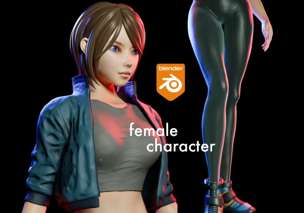 オリジナル３Dモデル　 cyber punk style female character