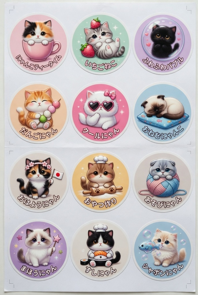 可愛い猫のサークルステッカー