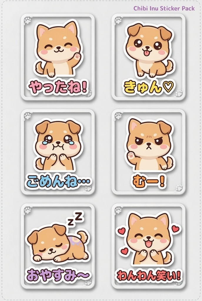 可愛い”ワンちゃん”のステッカー素材