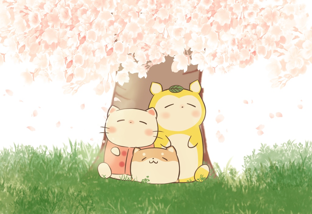 「桜の下でお昼寝」ポストカード