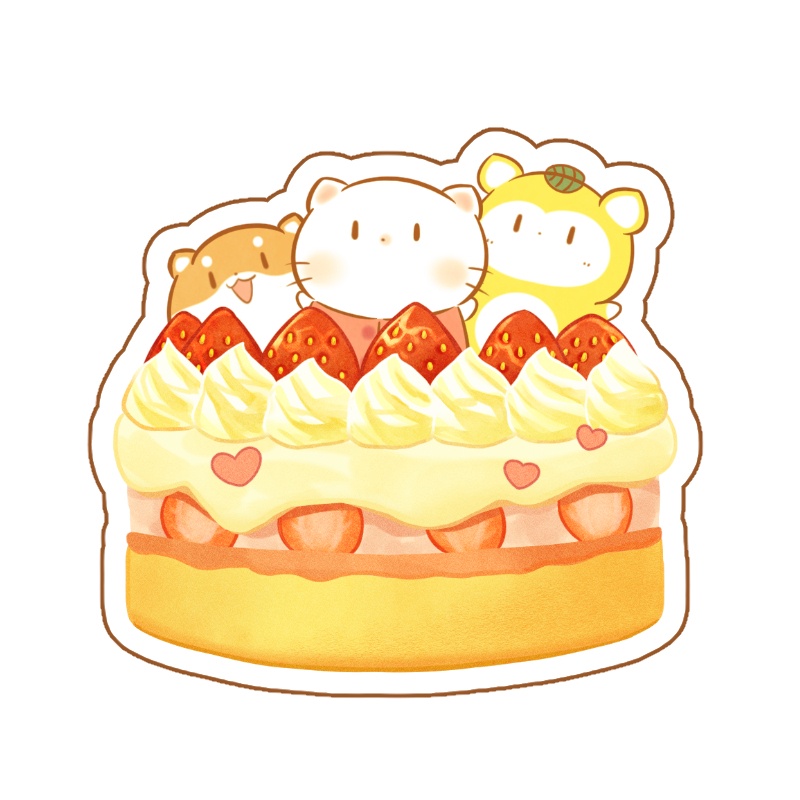 だにゃこと特大ケーキ（マットフレークシール）