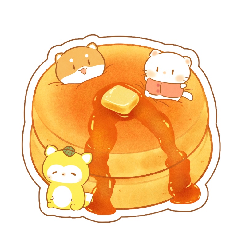 だにゃことふかふかホットケーキ（マットフレークシール）