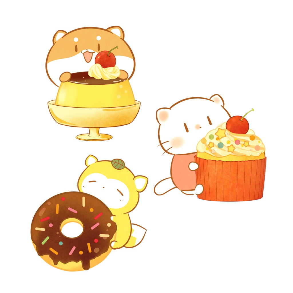 だにゃことミニミニおやつ（マットフレークシール）