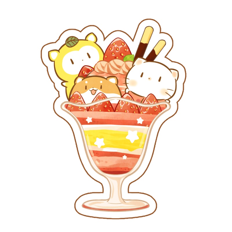 だにゃことパフェ（マットフレークシール）