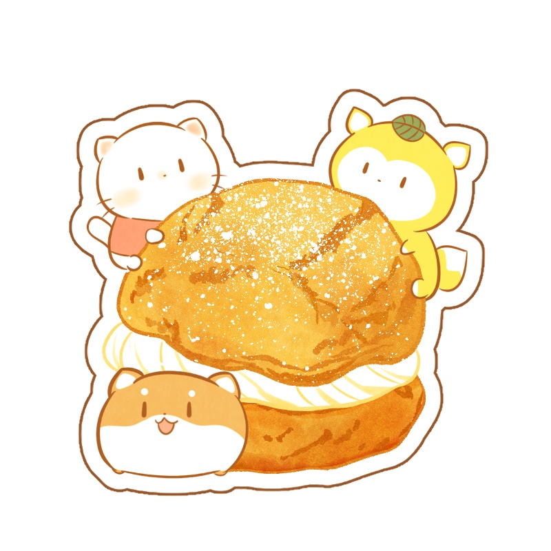 だにゃことシュークリーム（マットフレークシール）