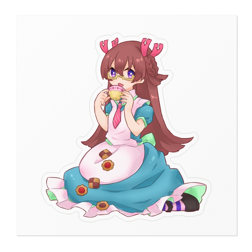 【お茶会ももか】ステッカー100 x 100 (mm)