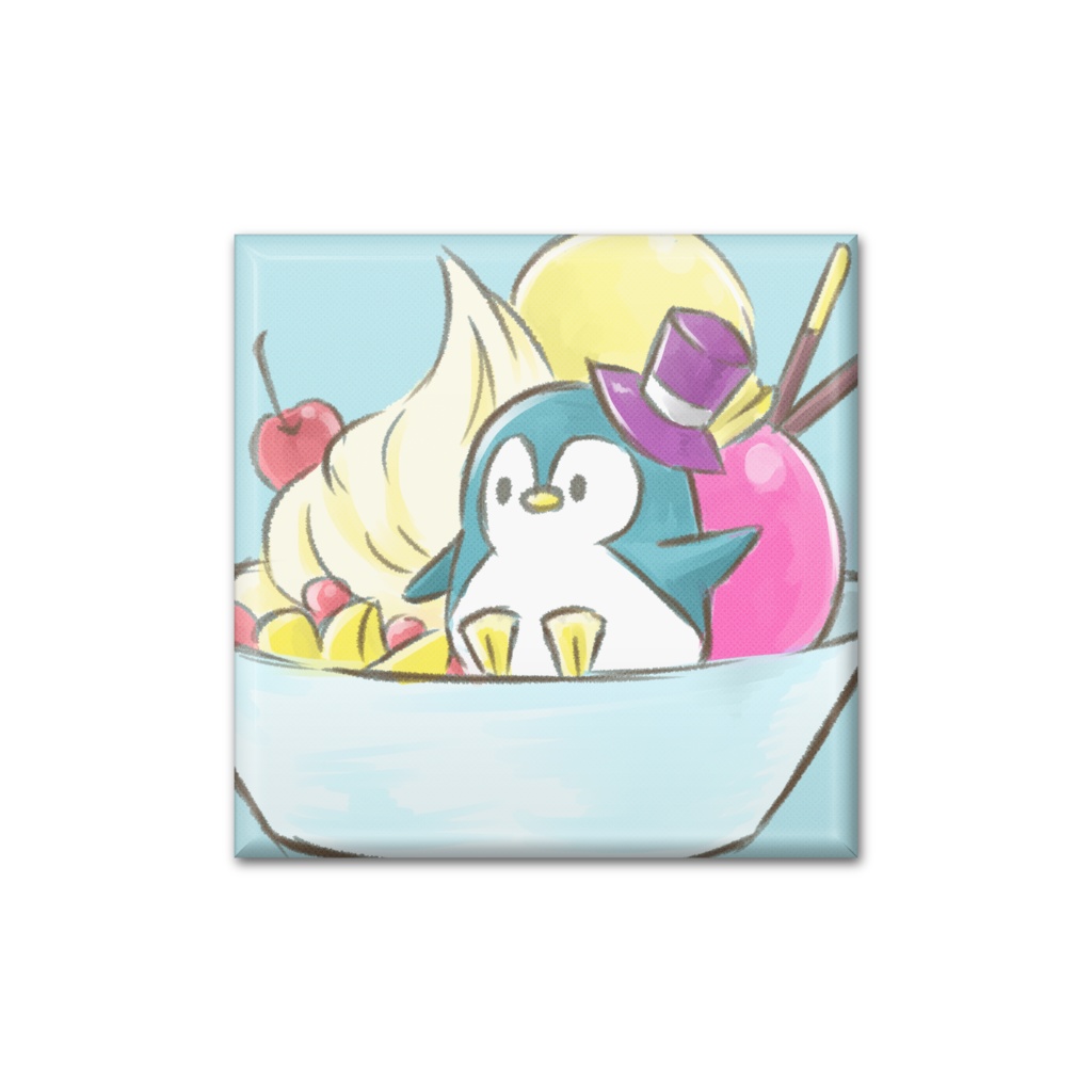 ぺんぎんさんのミニサンデー（缶バッチ※四角）