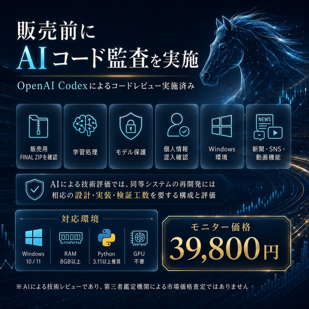 JRA競馬AI V1|購入者ごとに育つ自己学習型競馬AIシステム