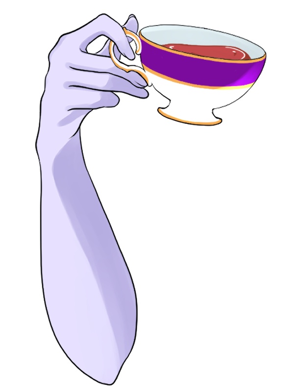 手の素材 ティーカップを持つ手紫 Matobashiori Booth