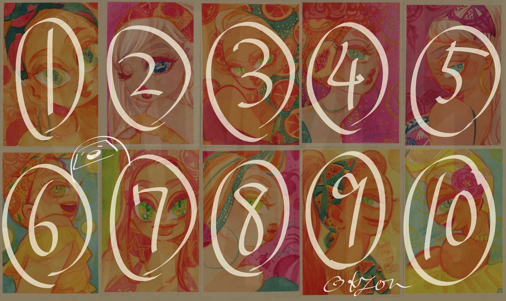 【原画】水彩Drawing Passion Orange 202103_04/葉書サイズ