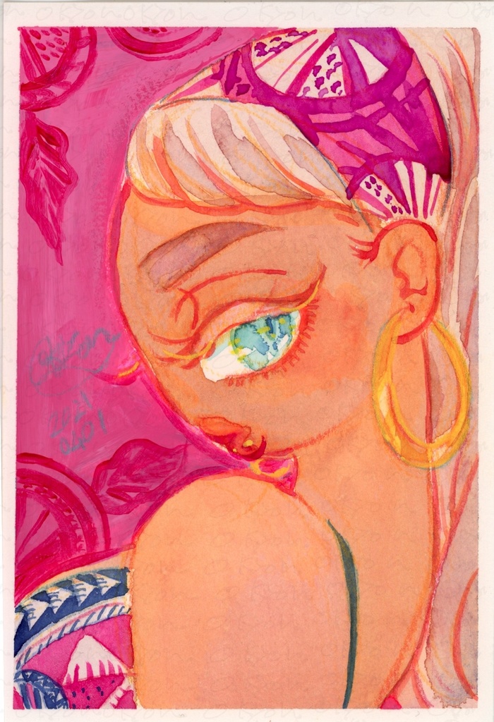 【原画】水彩Drawing Passion Orange 202103_04/葉書サイズ